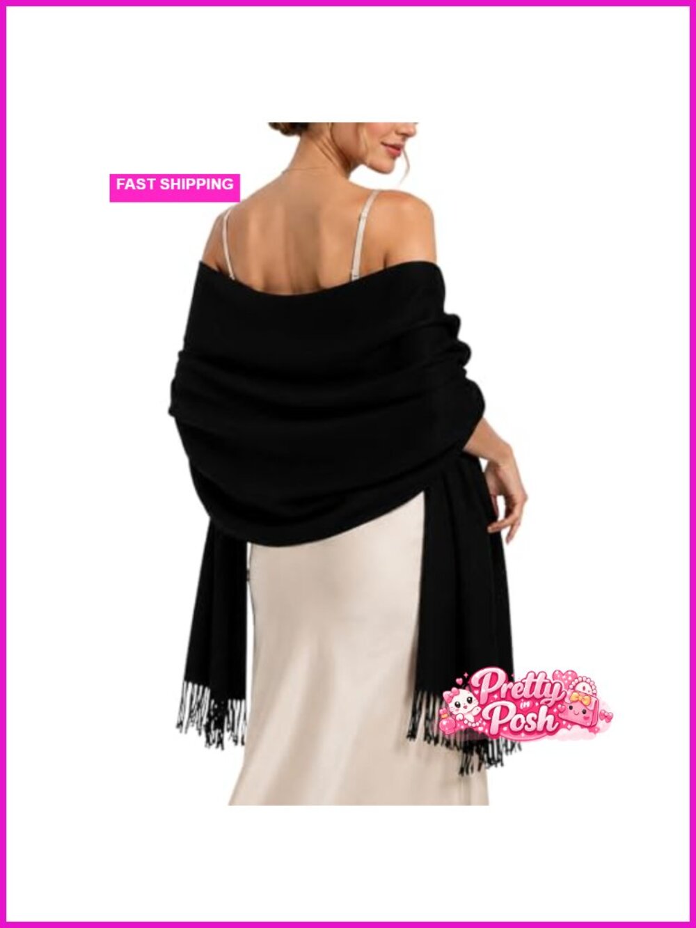 Fringe Shawl Wrap Pashmina Scarf Polyester Viscose Wedding Evening Cover Up